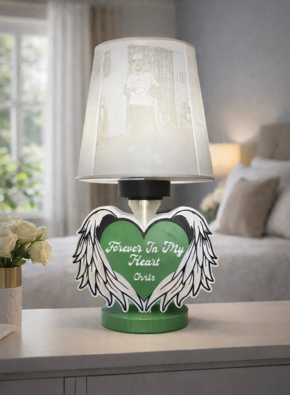 Personalized Memorial Lamp Forever In My Heart with Photos & Custom Text