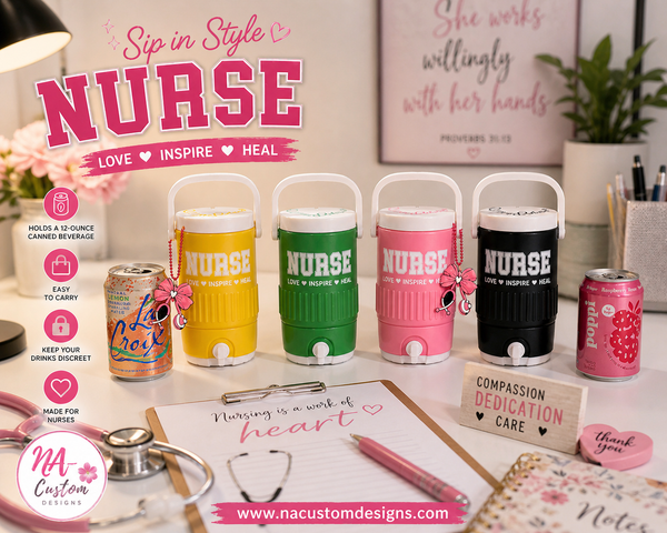 Nurse Cooler Can Holder 12 oz, 3D Printed Can Holder with Handle, Soda Can Holder