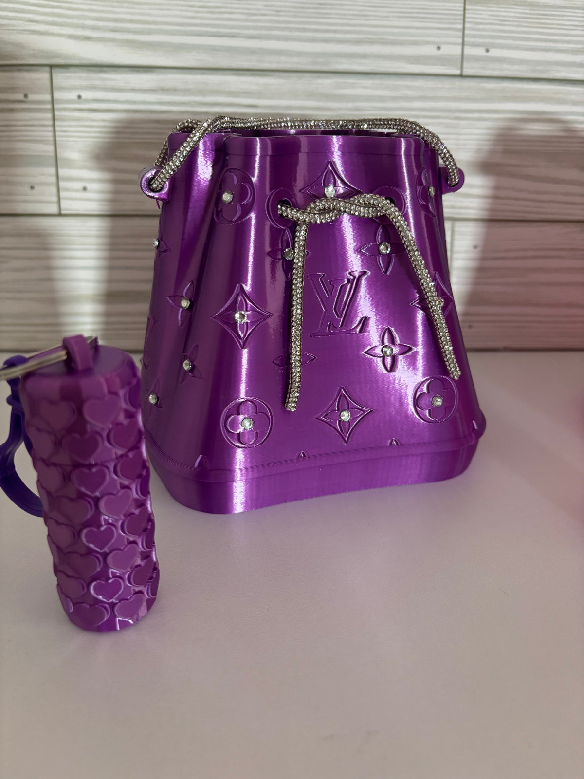 bedazzled vanity organizer bucket