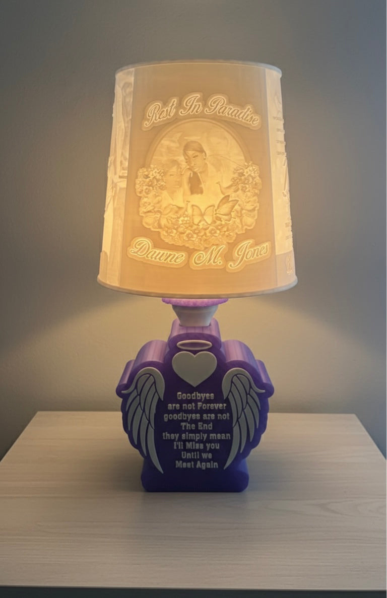 Personalized Memorial Lamp with Photos & Custom Text