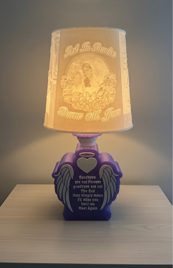 Personalized Memorial Lamp with Photos & Custom Text