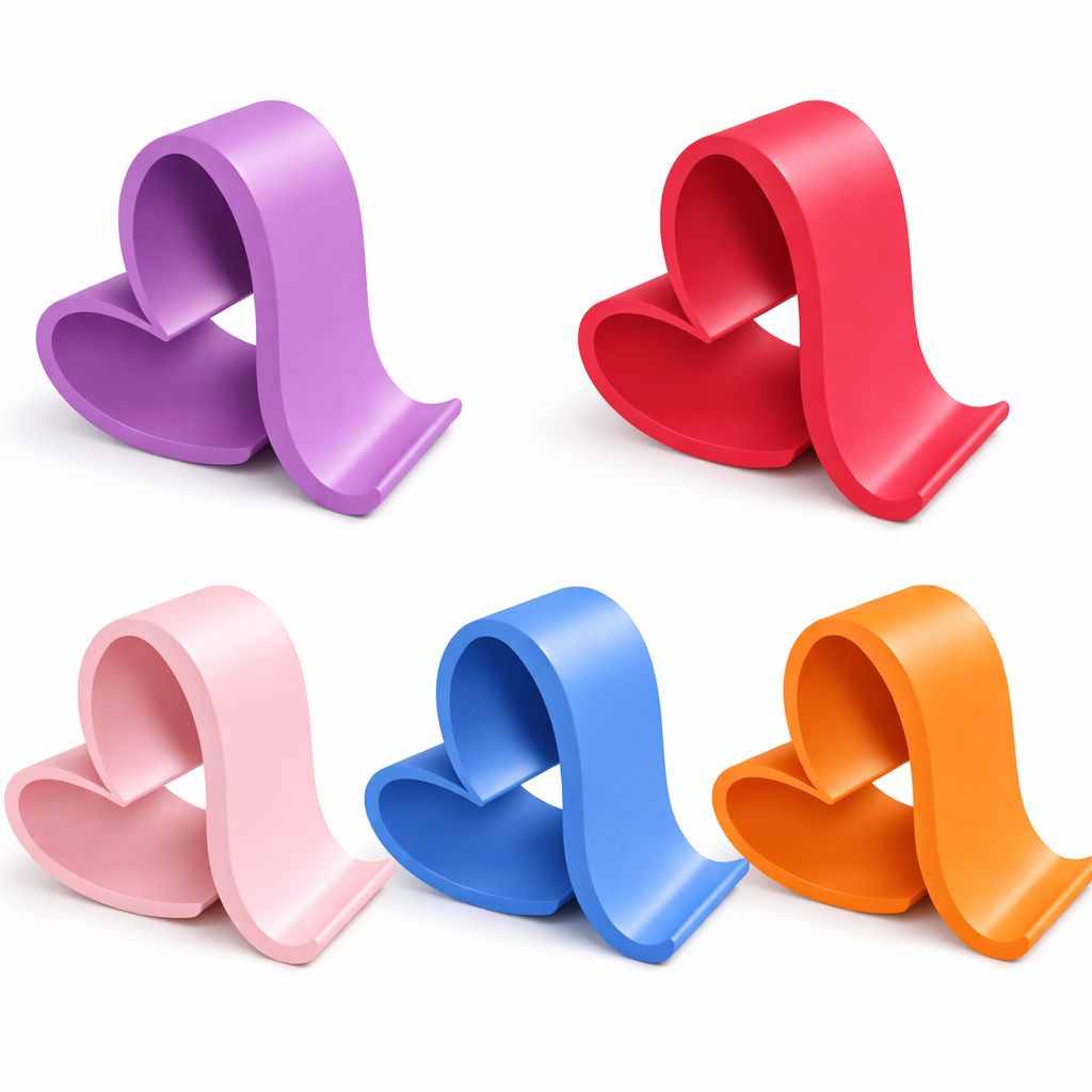Five colorful heart-shaped bottle openers on a white background